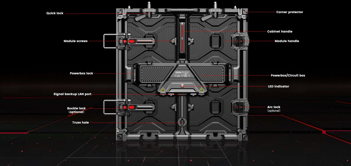 D Series 500x500mm rental LED cabinet diagram