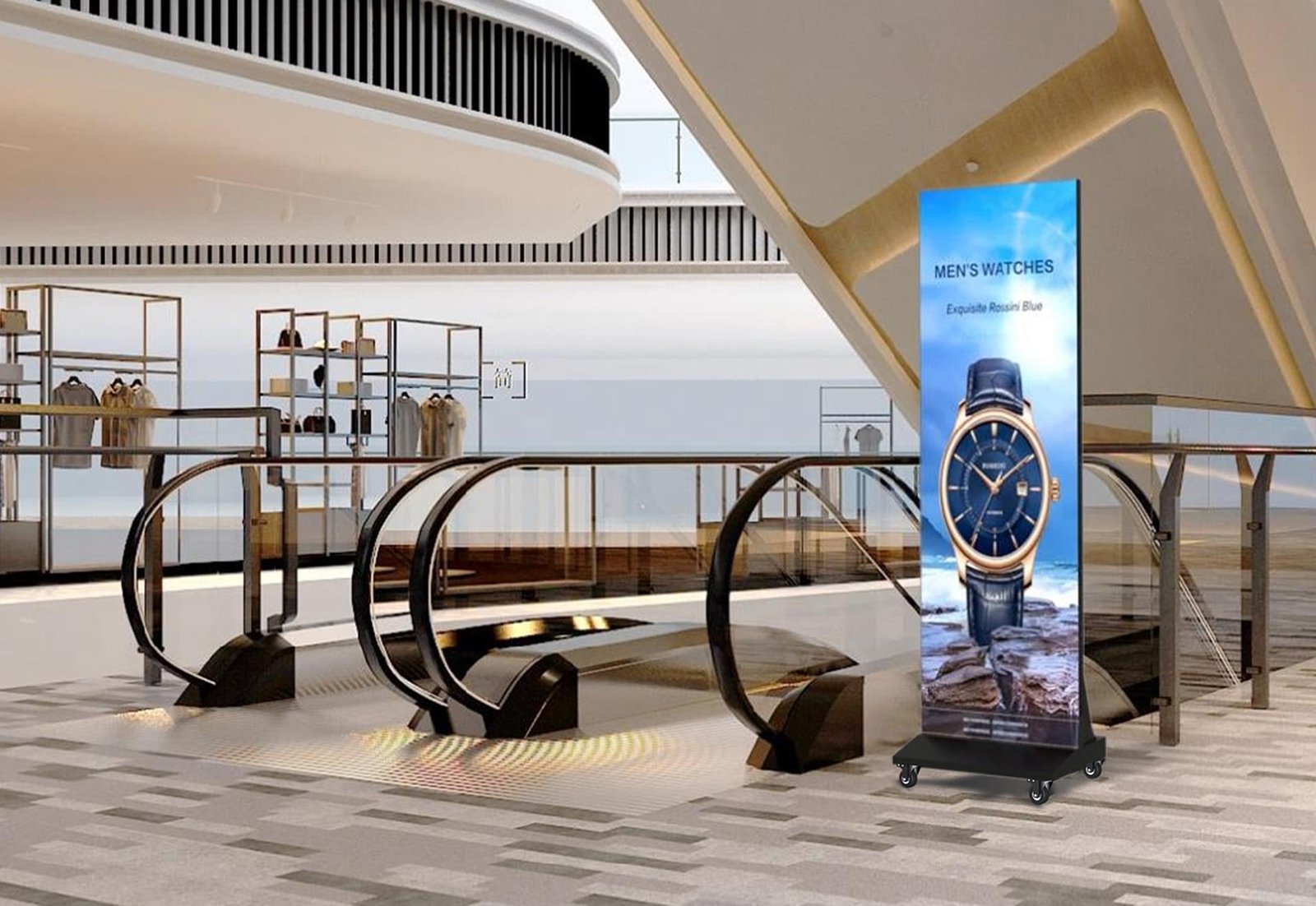 PIF Series folding LED poster display for events and retail signage - touring setup