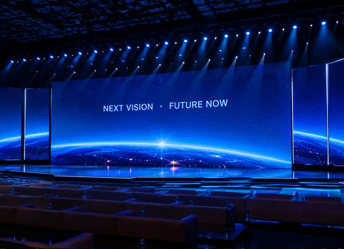 Aflex Series flexible rental LED screen for creative stage - installation view